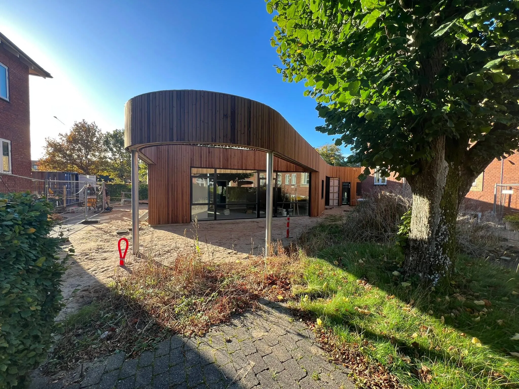 Træbeklædning på en tilbygning i Silkeborg-området